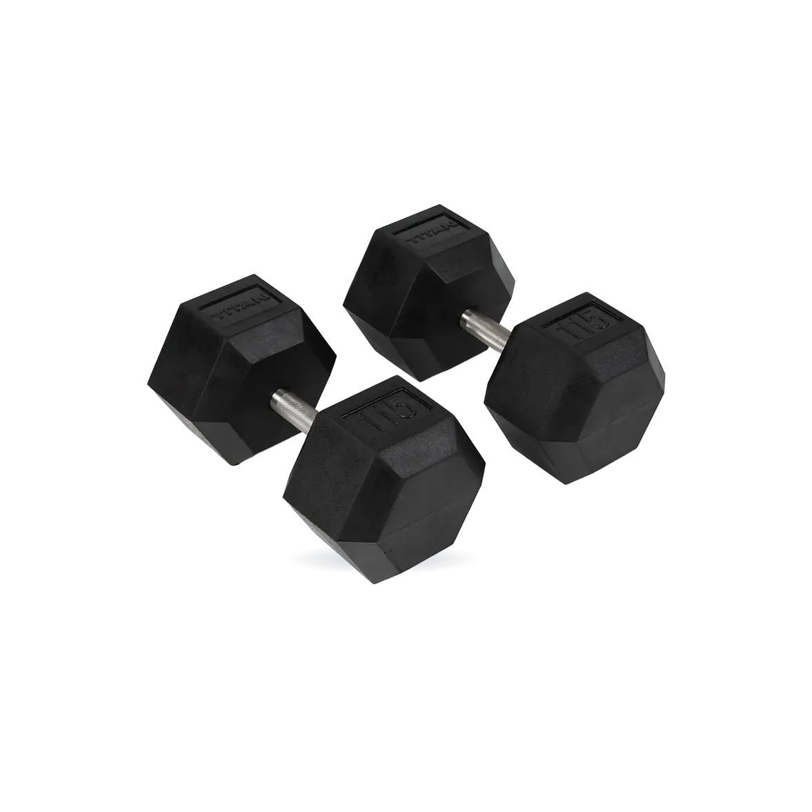 115 LB Straight Stainless Steel Hex Dumbbells