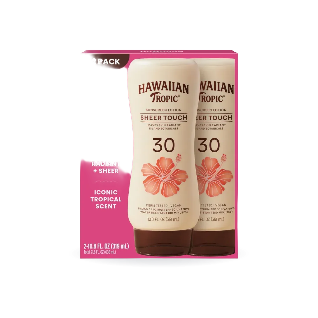 Hawaiian Tropic Sheer Touch Lotion Sunscreen SPF 30, 10.8 fl oz, 2-pack
