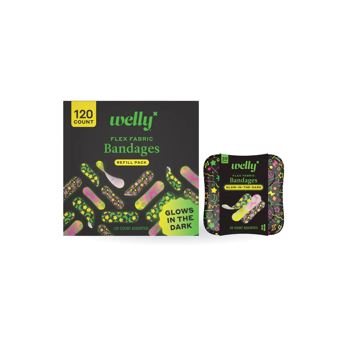 WELLY Glow-in-the-Dark Bandage Tin & Refill 159ct