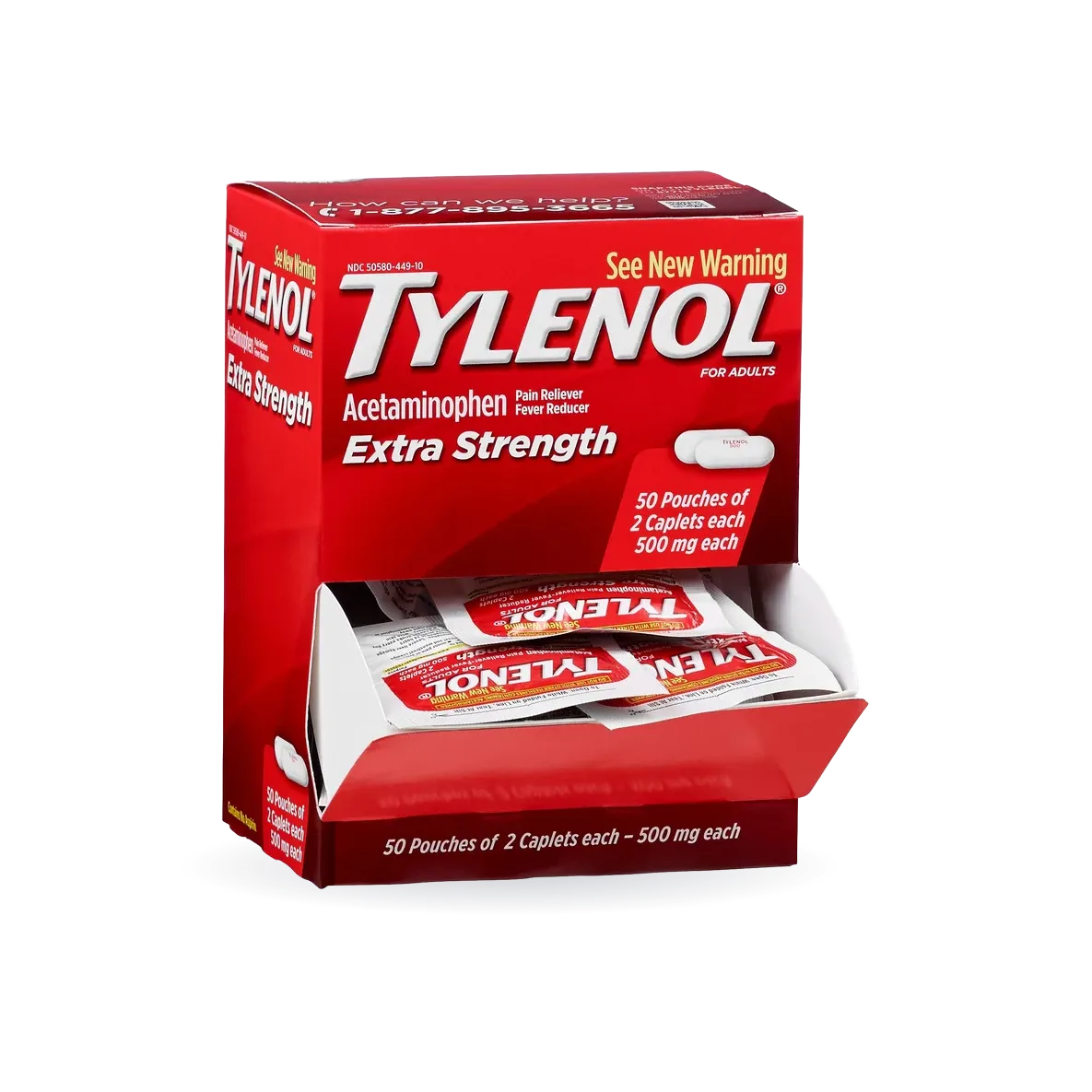 Tylenol Extra Strength Acetaminophen Dispenser Box, 100 Caplets