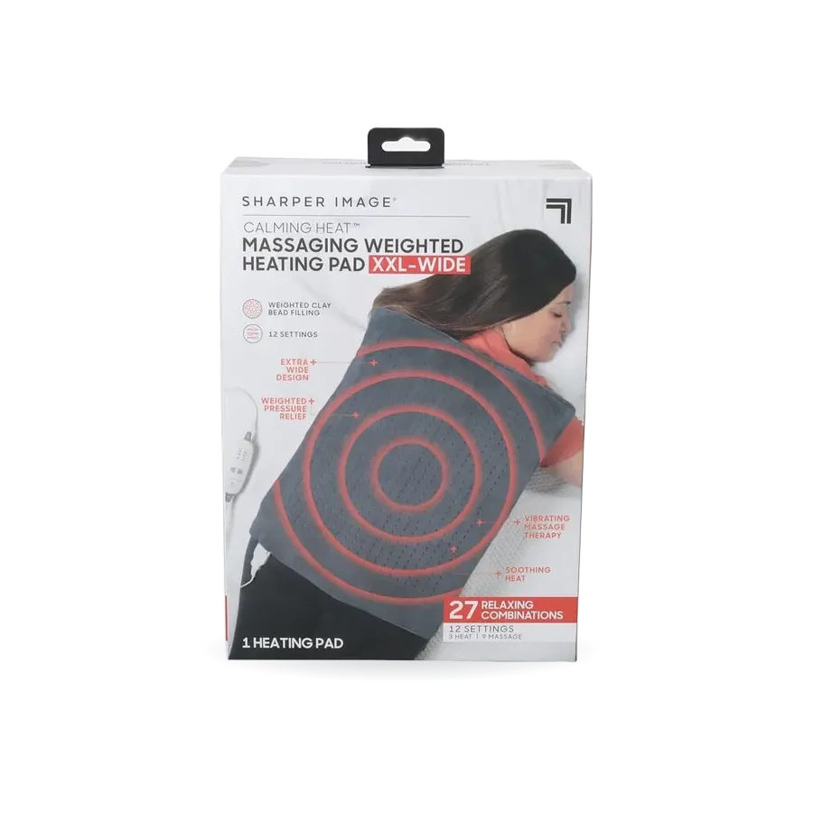 Sharper Image Calming Heat Massaging Weighted Heating Pad, XXL-Wide