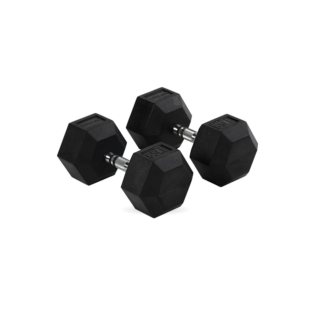 65 LB Rubber Hex Dumbbells