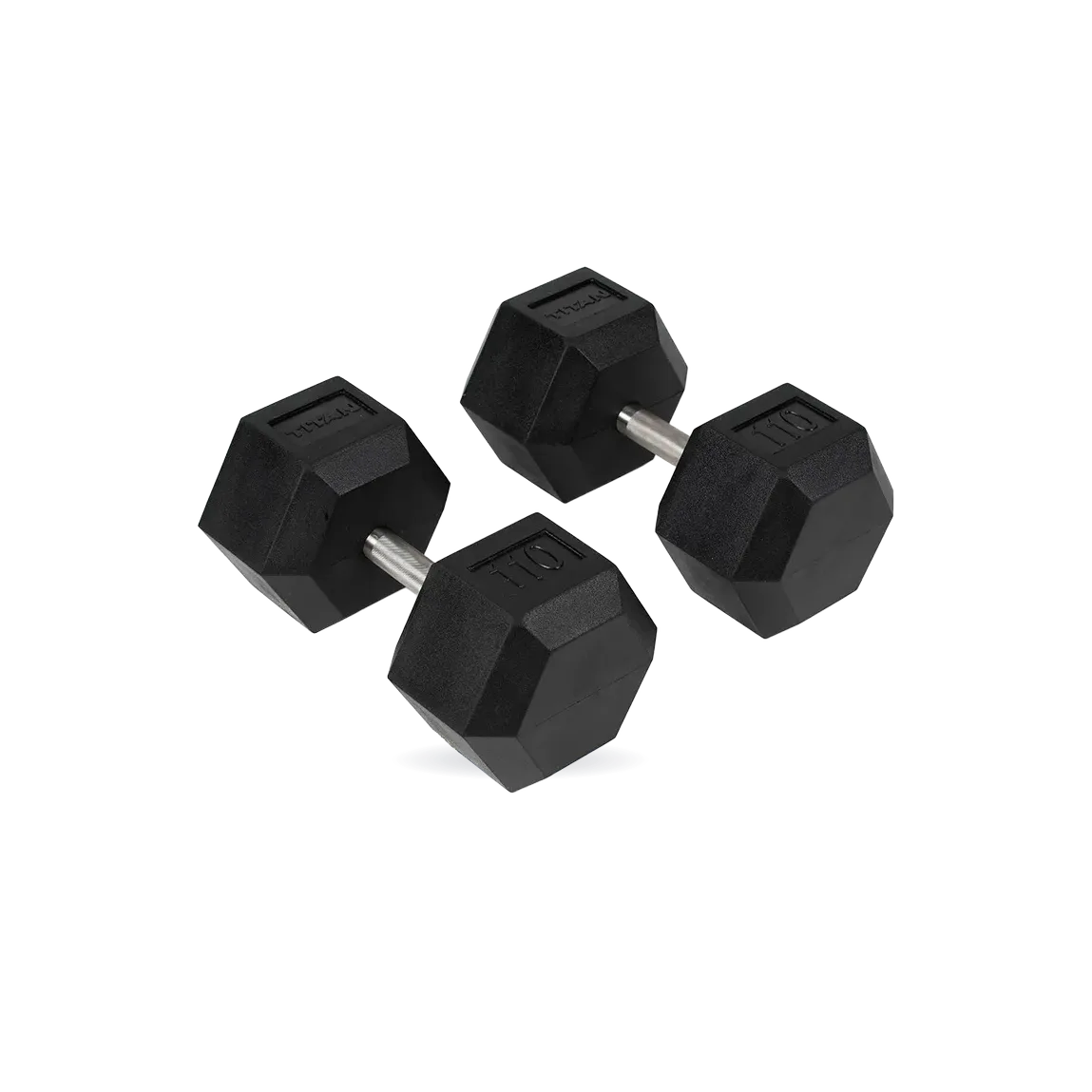 110 LB Straight Stainless Steel Hex Dumbbells