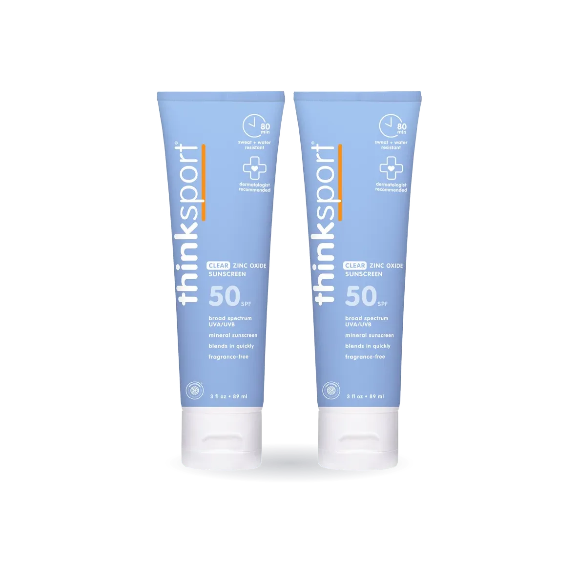 Thinksport Clear Zinc Mineral Sunscreen Lotion SPF 50, 3 fl oz, 2-pack