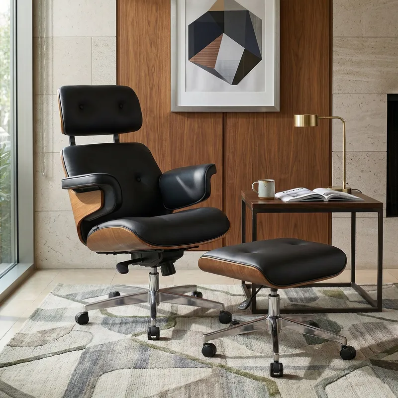 Mathias Leather Executive Chair with Ottoman