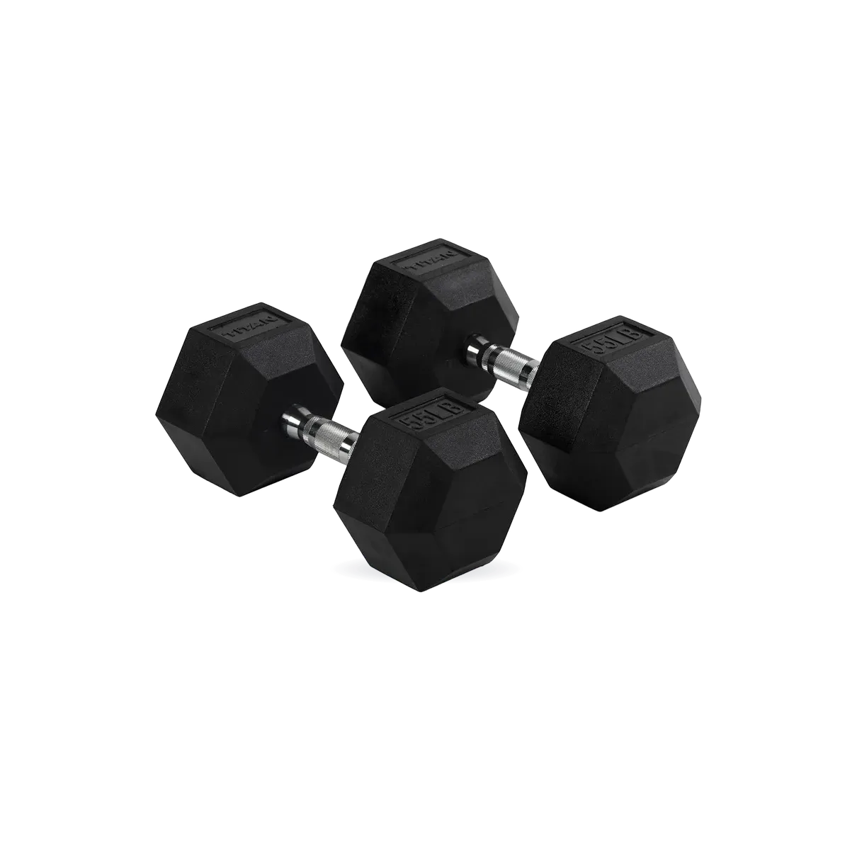55 LB Rubber Hex Dumbbells