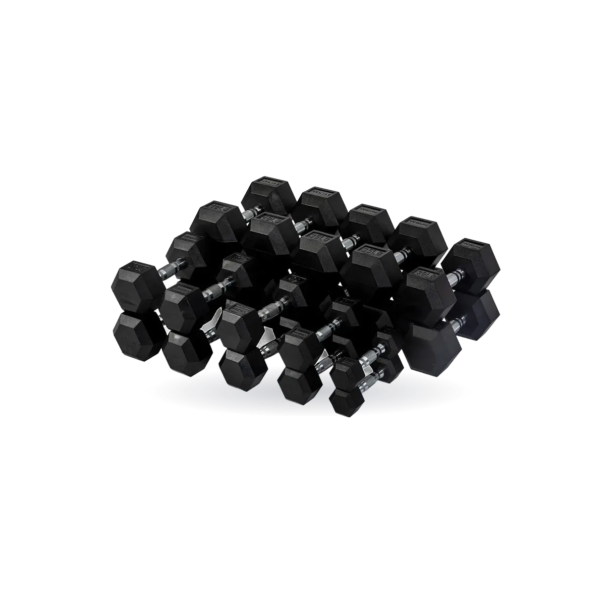 5 LB - 50 LB Pairs Rubber Hex Dumbbells