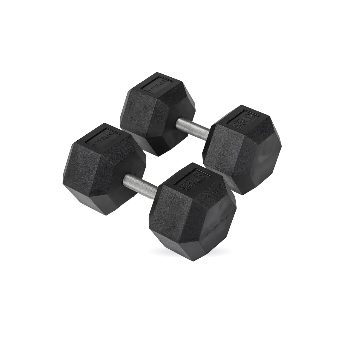 85 LB Straight Stainless Steel Hex Dumbbells