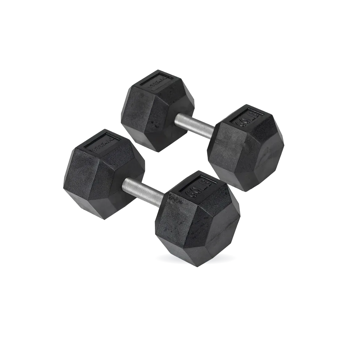 60 LB Straight Stainless Steel Hex Dumbbells