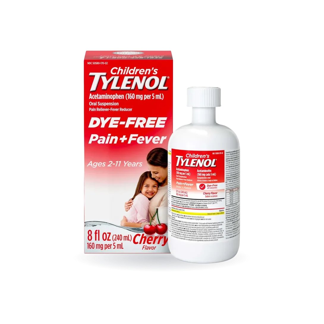 Children's Tylenol Dye-Free Acetaminophen Oral Suspension, Cherry, 8 fl. oz