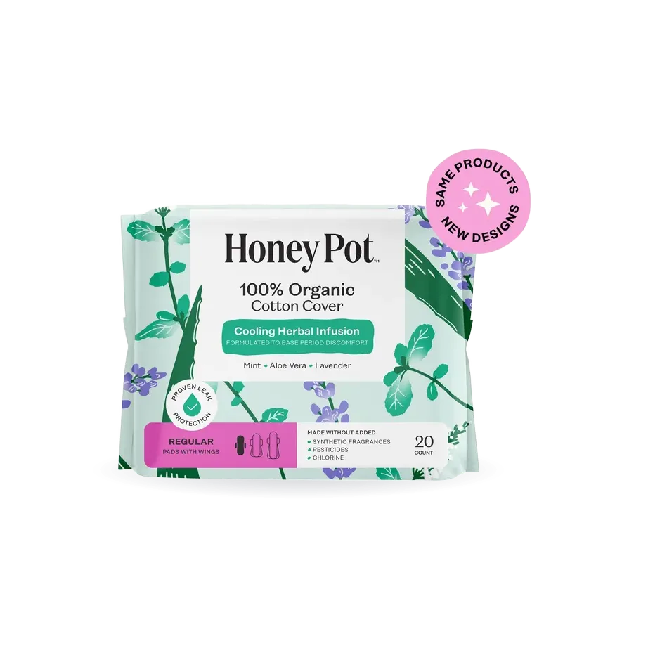 Organic Cotton Cover Cooling Herbal Infusion Regular Pads