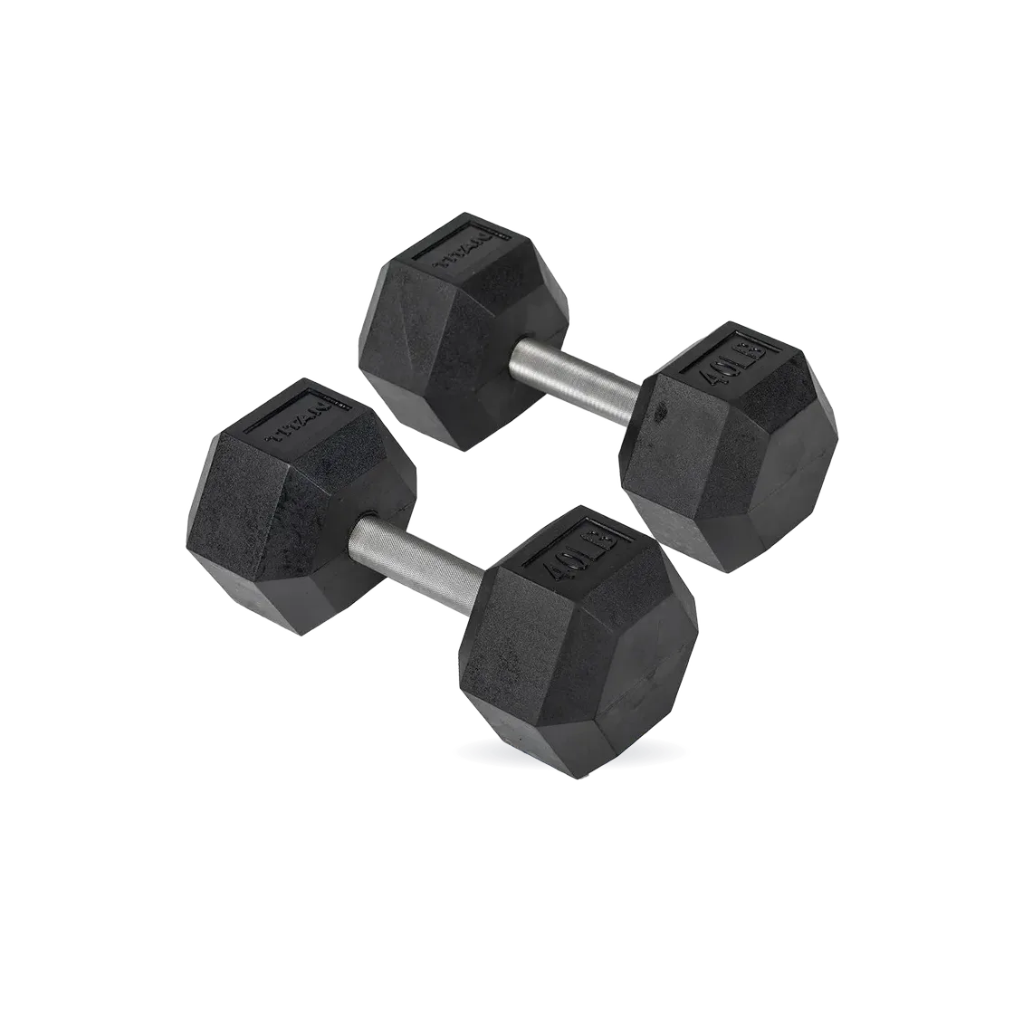 40 LB Straight Stainless Steel Hex Dumbbells