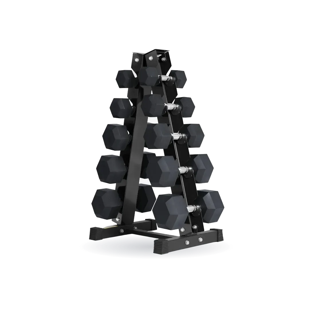 RitFit Rubber Hex Dumbbells Set with Rack 60LB-300LB
