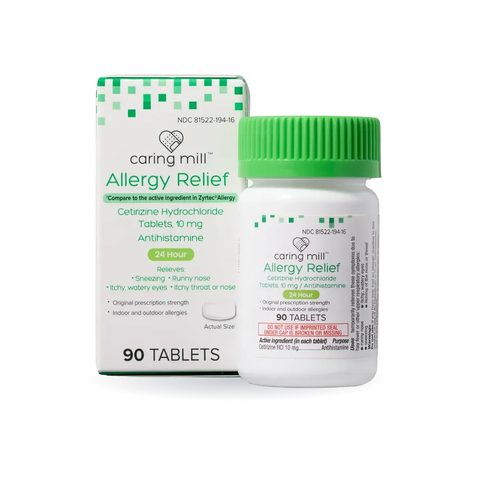Caring Mill™ 24-Hour Allergy Relief Cetirizine Hydrochloride Tablets, 10mg, 45 ct.