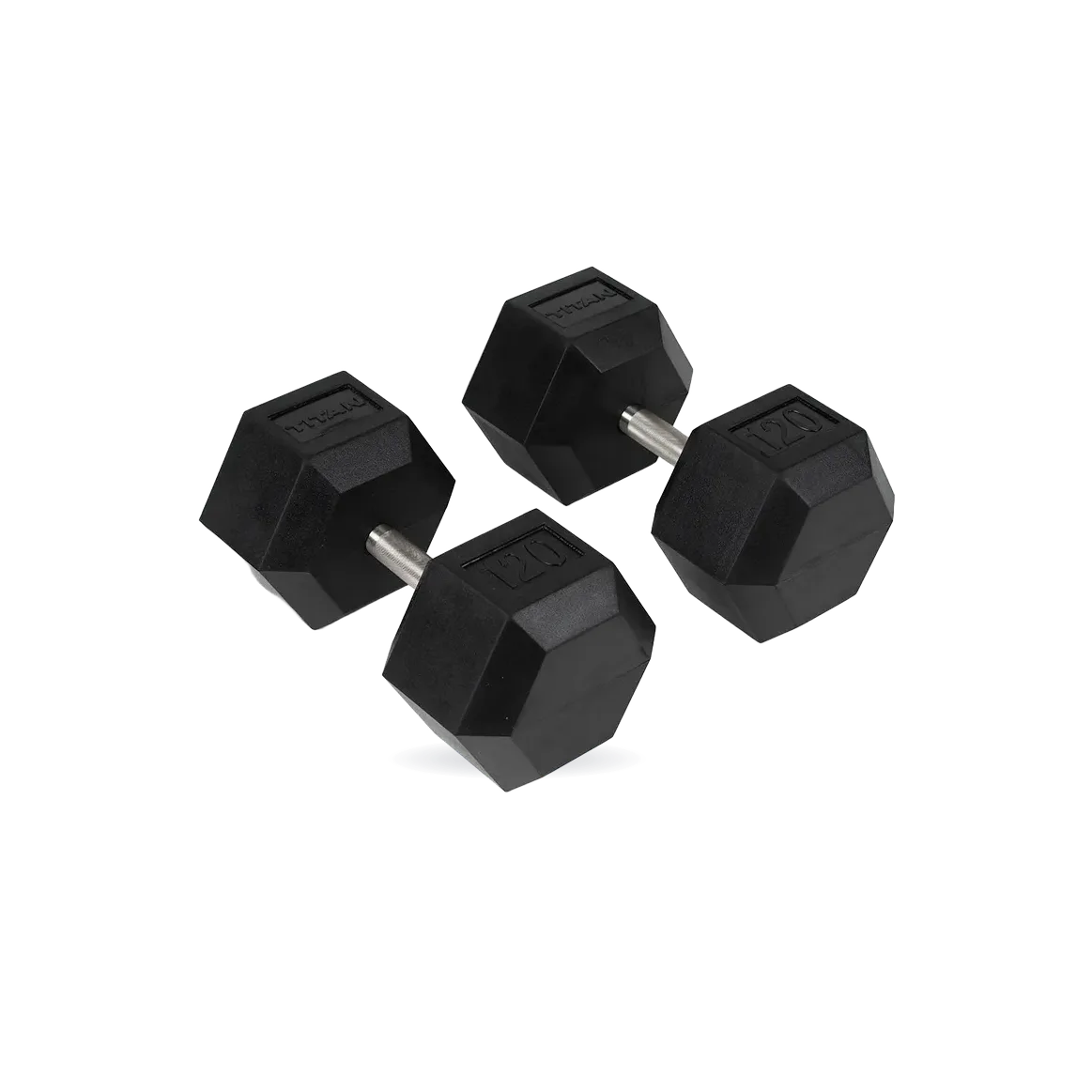 120 LB Straight Stainless Steel Hex Dumbbells