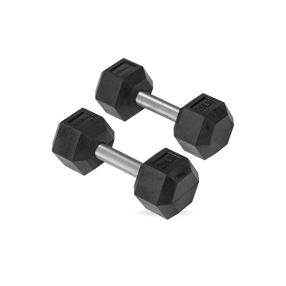 20 LB Straight Stainless Steel Hex Dumbbells