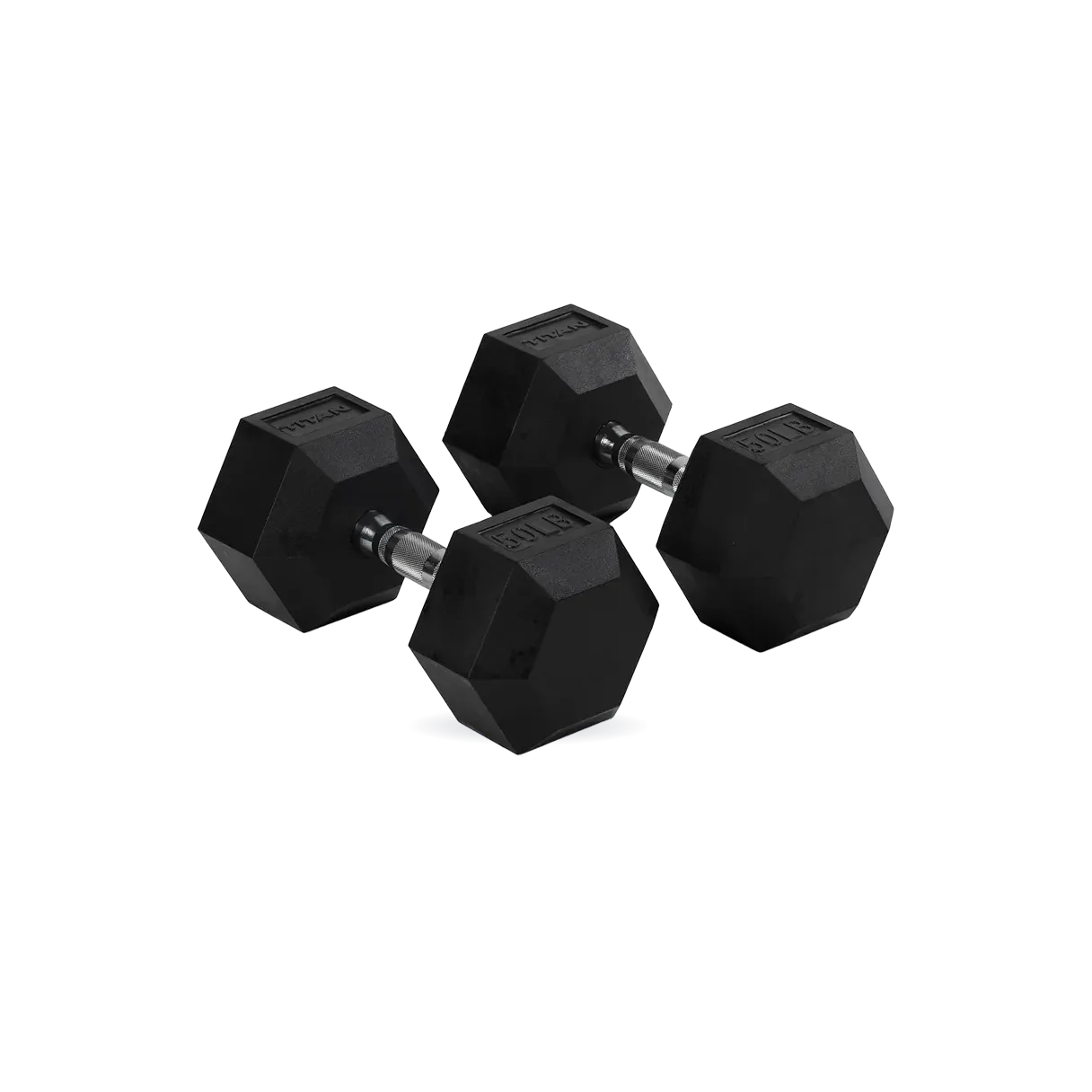 50 LB Rubber Hex Dumbbells