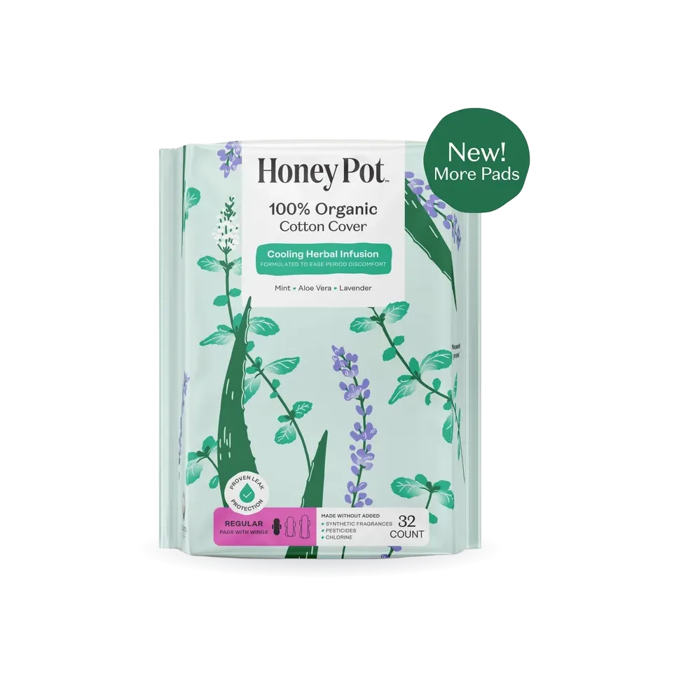 Organic Cotton Cooling Herbal Infusion Regular Pads — Medium Pack