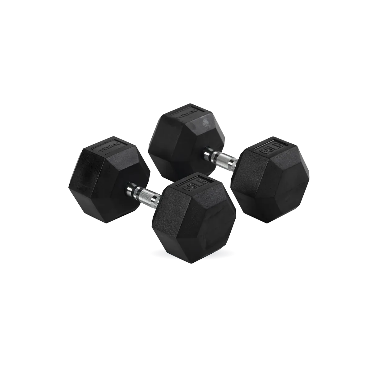 60 LB Rubber Hex Dumbbells