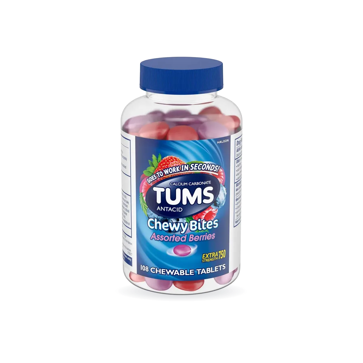 TUMS Antacid Chewy Bites Assorted Berries, 108 Chewable Tablets
