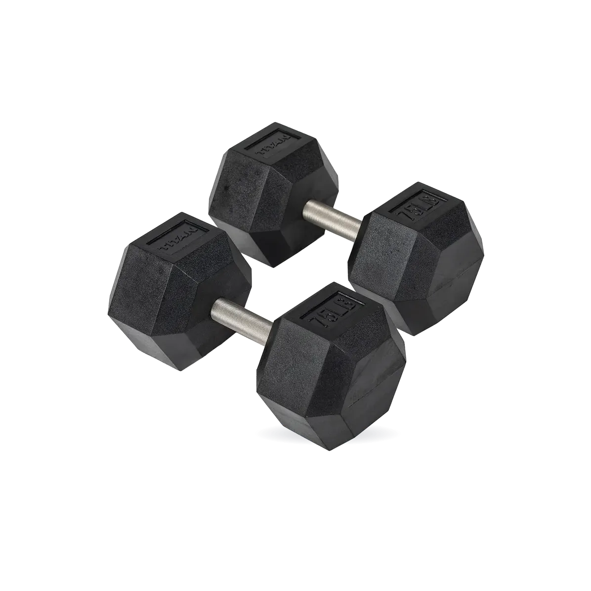 75 LB Straight Stainless Steel Hex Dumbbells