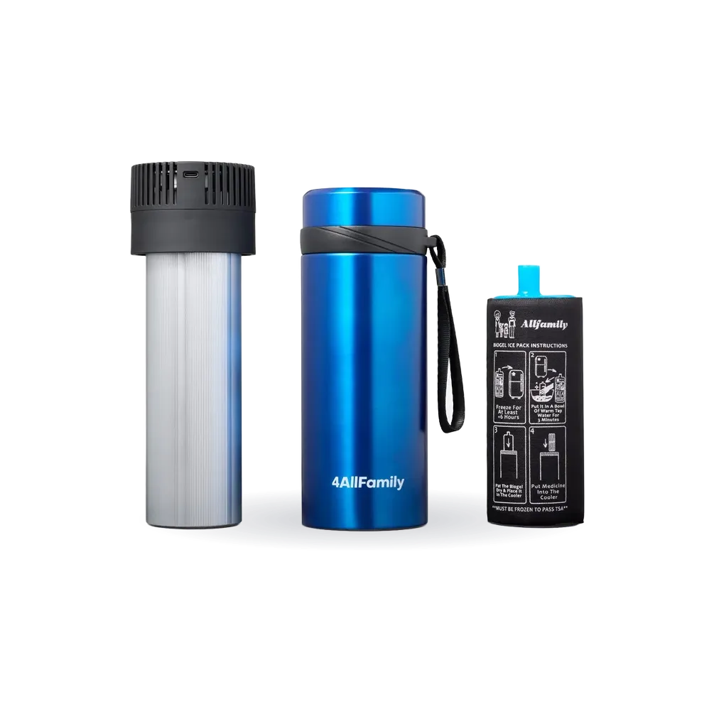 4AllFamily Voyager Large Insulin Travel Case Cooler, USB or Ice Pack Cooling, TSA-Compliant