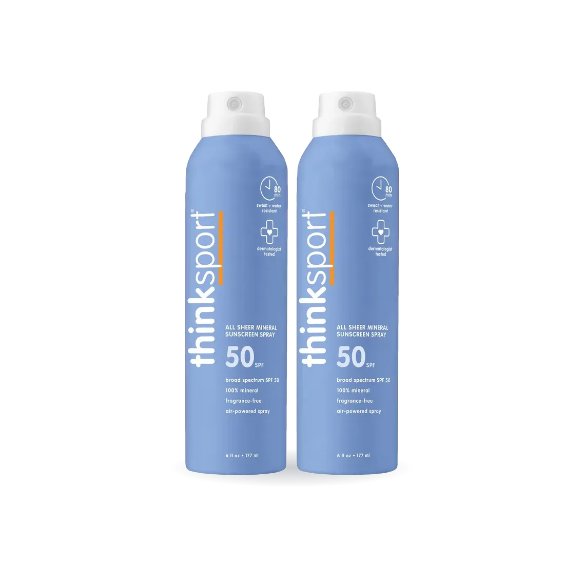 Thinksport All Sheer Mineral Sunscreen Spray SPF 50+, 6 oz, 2-pack
