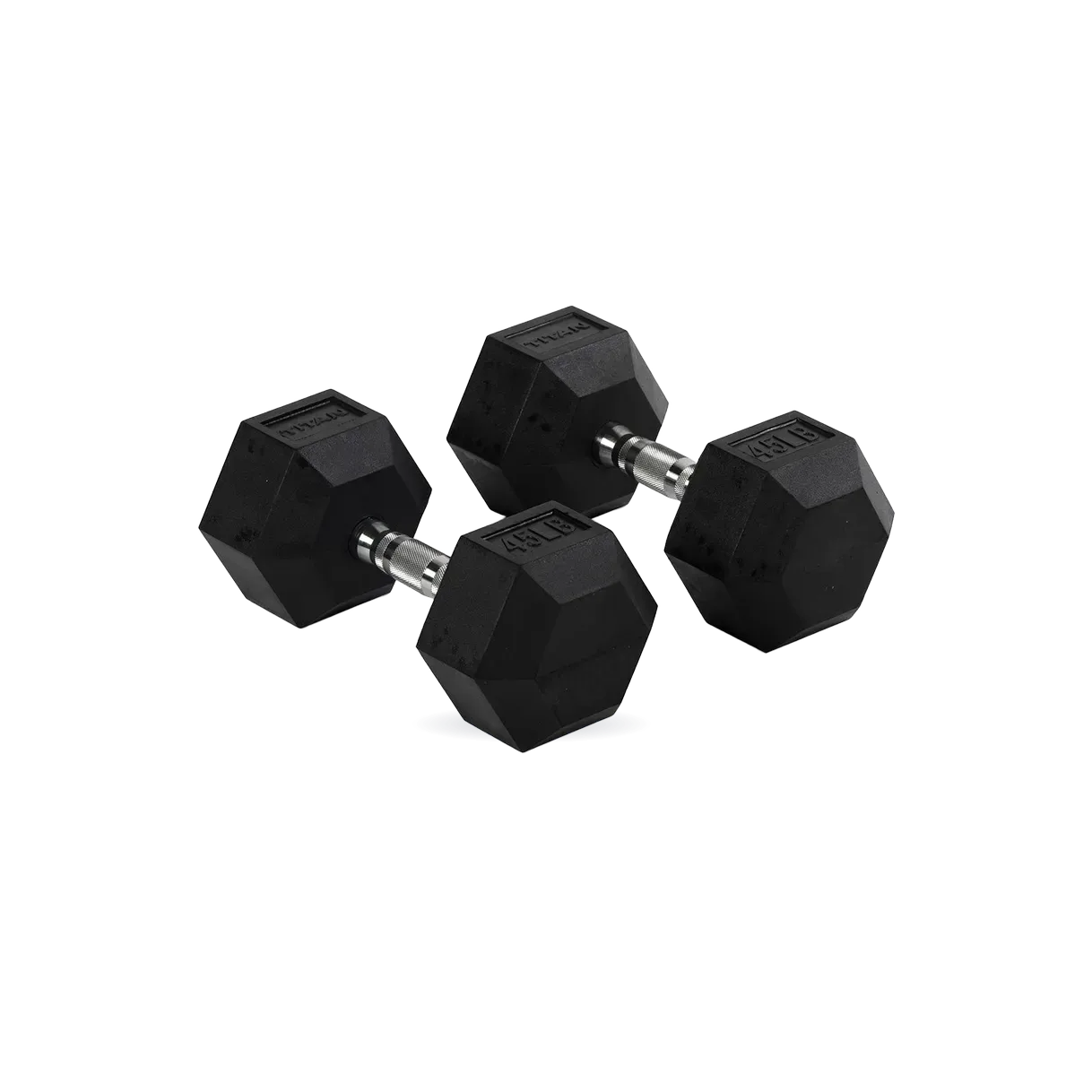 45 LB Rubber Hex Dumbbells