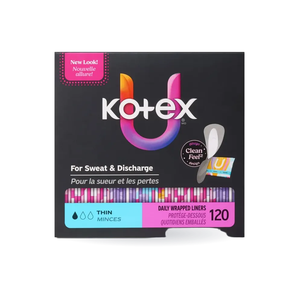 Kotex® Daily Wrapped Liners, Light Absorbency, Thin, 120 ct.