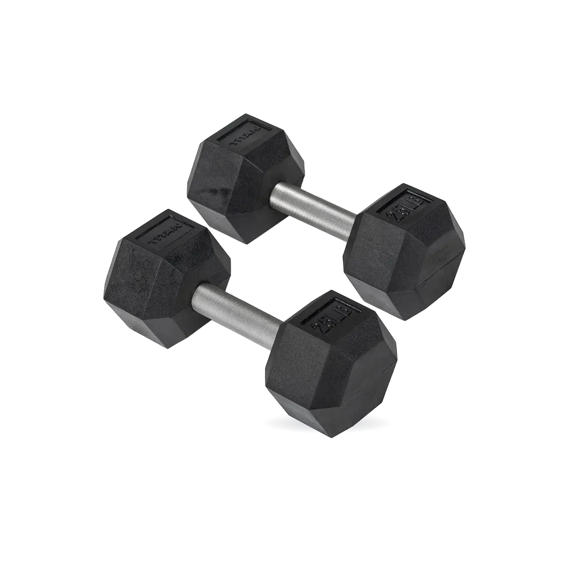 25 LB Straight Stainless Steel Hex Dumbbells