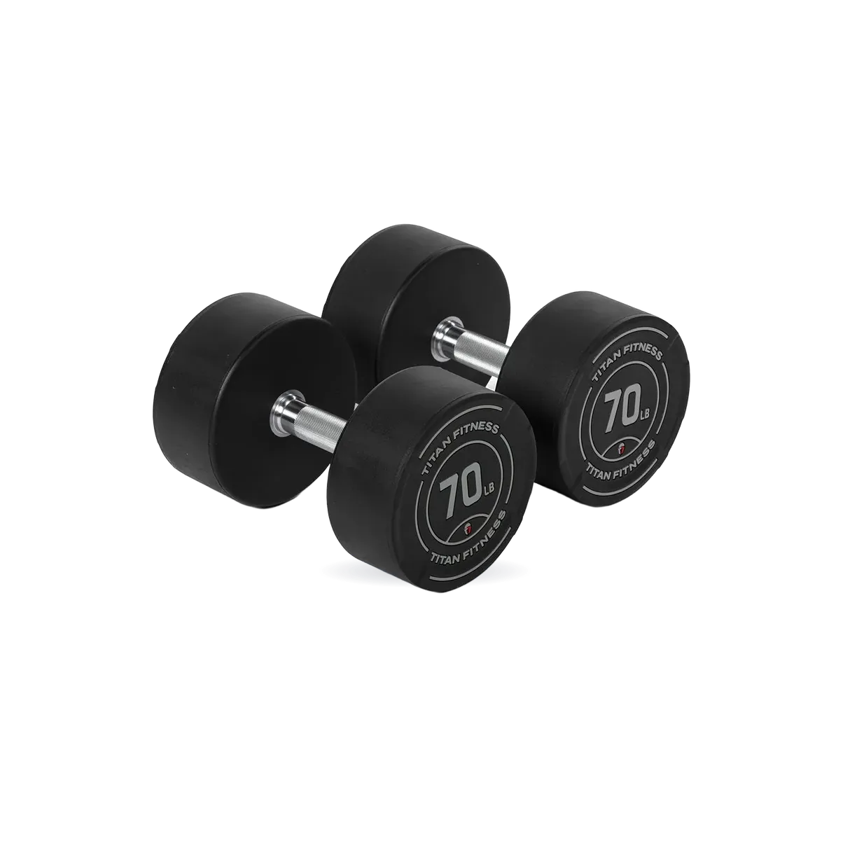 70 LB Pair Round Urethane Dumbbells