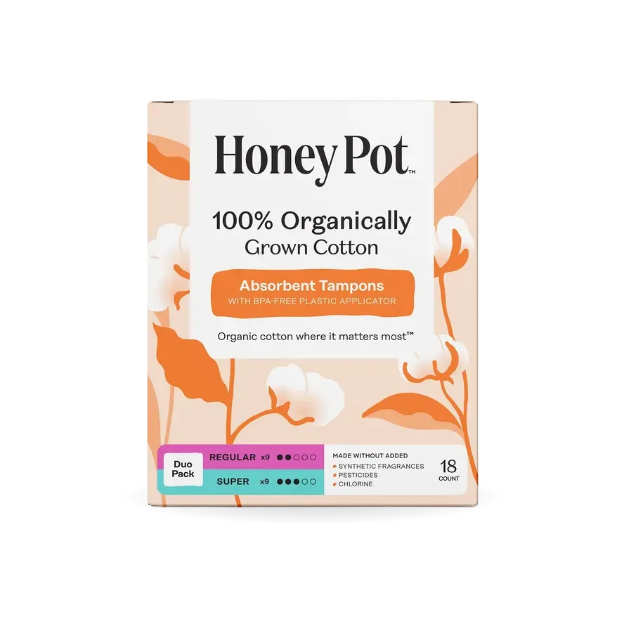 Duo Pack 100% Organically Grown Cotton BPA Free Plastic Applicator Tampons