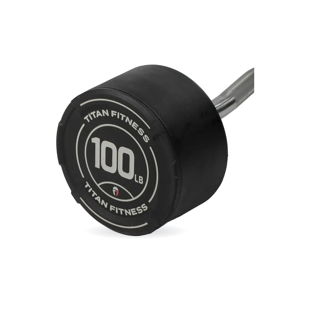 100 LB EZ Curl Fixed Urethane Barbell