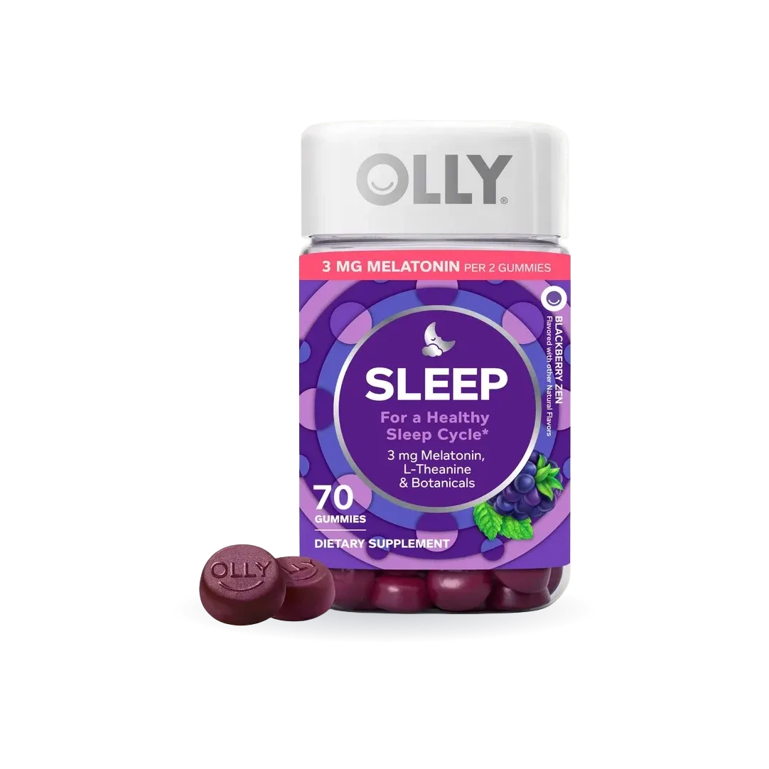 OLLY Sleep Gummy, Sleep Support Supplement,* 3 mg Melatonin, L-Theanine, Chamomile and Lemon Balm Extracts, Blackberry Zen Flavor, 35 Day Supply - 70 Count
