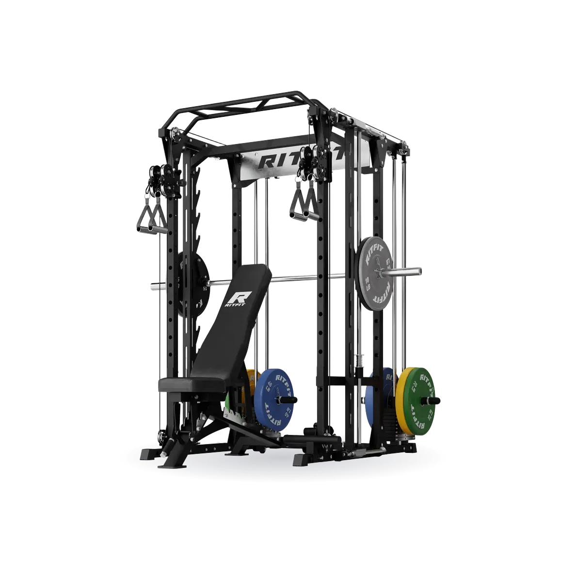 RitFit P9 Multi-Functional Modular Power Cage Package With 3D Smith Machine and Adjustable Dual Cable System